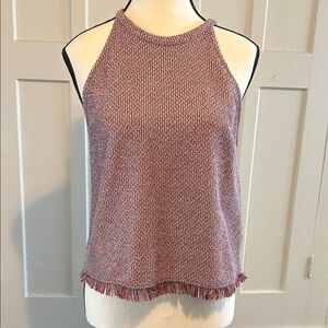 Zara Textured Knit Tank Top - Pink and White